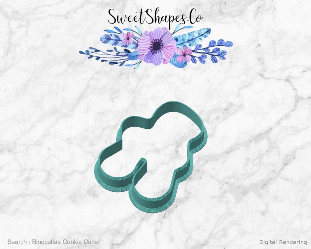 Binoculars Cookie Cutter — angled front view