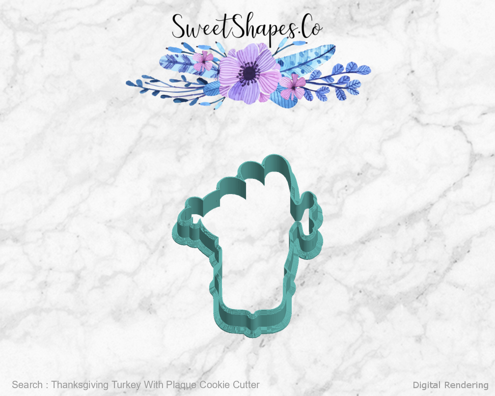 Thanksgiving Turkey With Plaque Cookie Cutter — left view