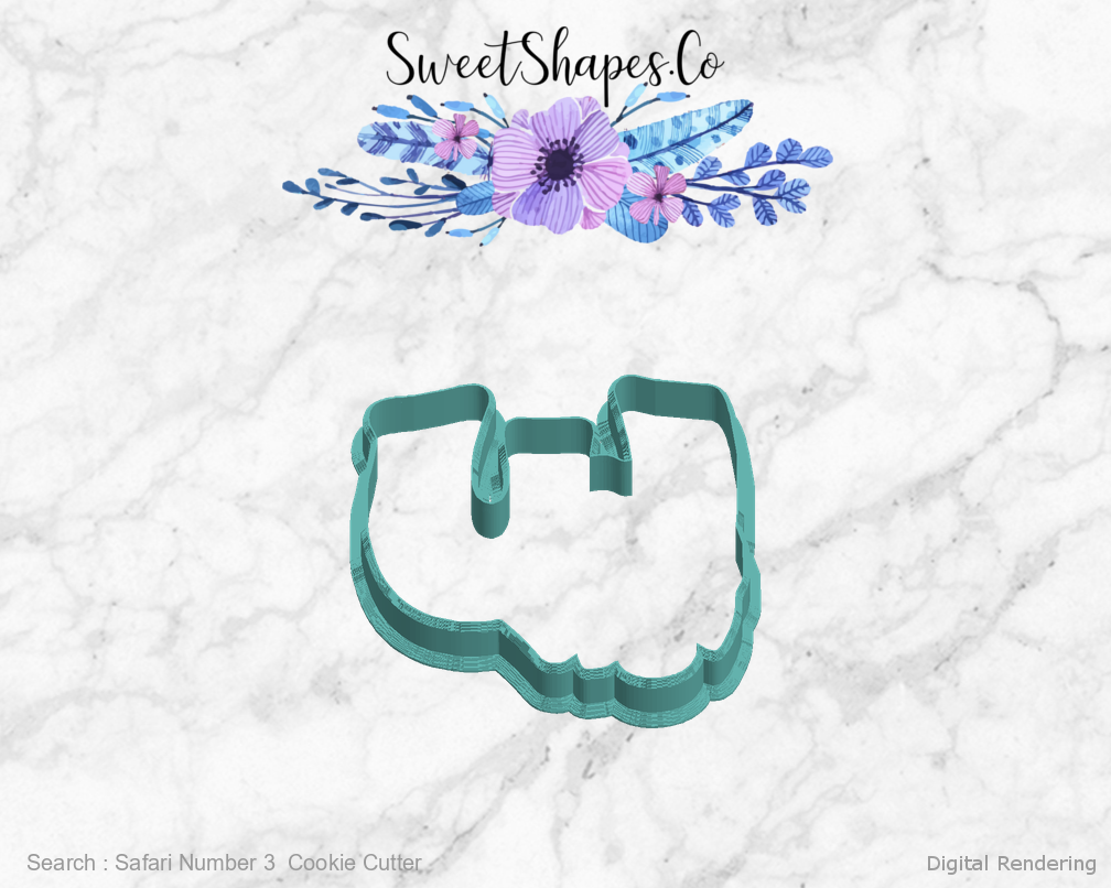 Safari Number 3  Cookie Cutter — left view