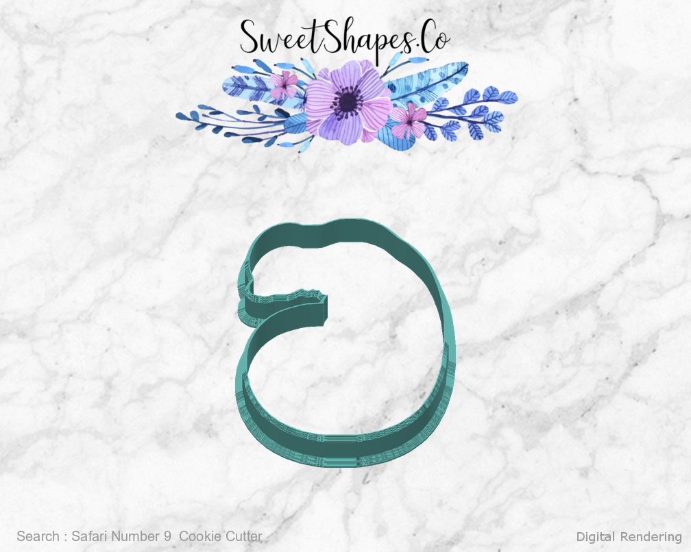 Safari Number 9  Cookie Cutter — back view