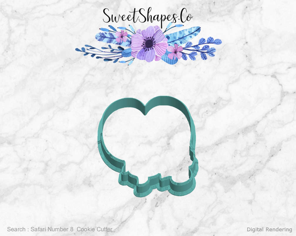 Safari Number 8  Cookie Cutter — left view