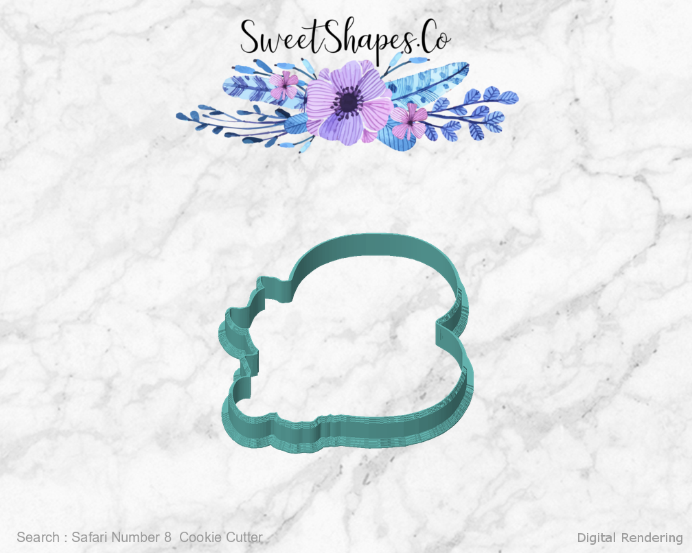 Safari Number 8  Cookie Cutter — front view