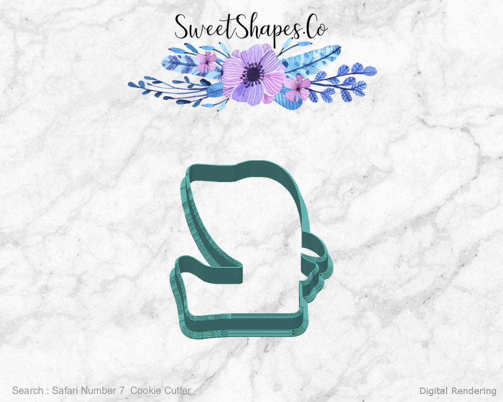 Safari Number 7  Cookie Cutter — back view
