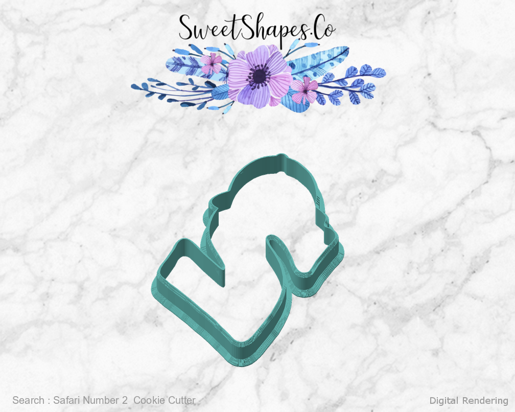 Safari Number 2  Cookie Cutter — angled front view