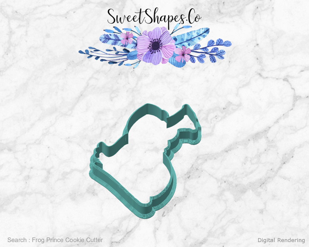 Frog Prince Cookie Cutter — angled front view