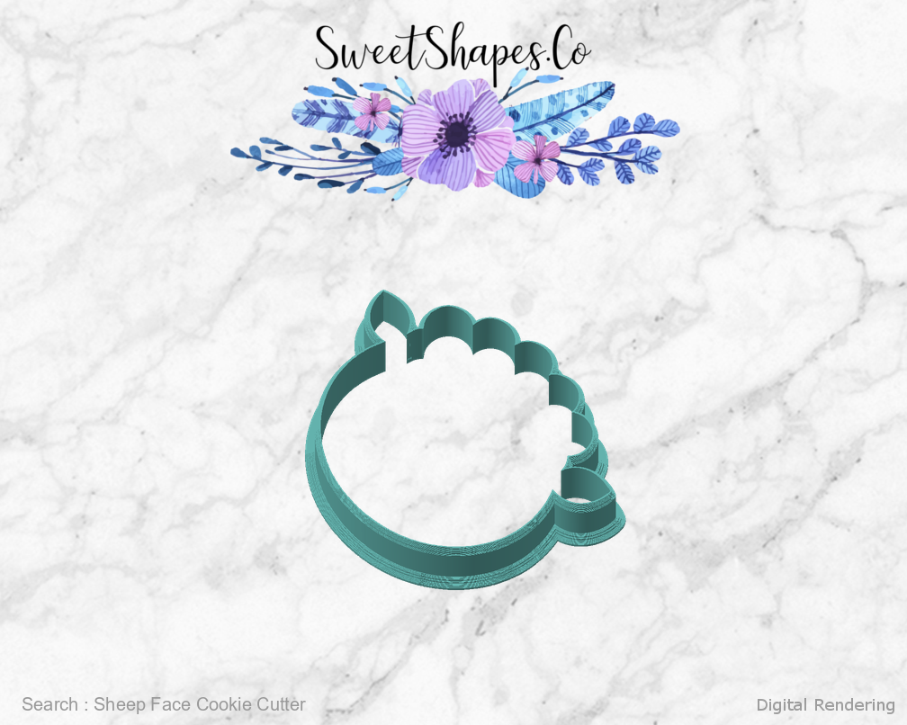 Sheep Face Cookie Cutter — angled front view