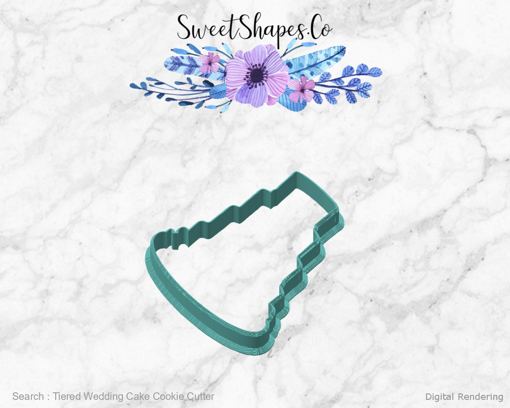 Tiered Wedding Cake Cookie Cutter — angled front view