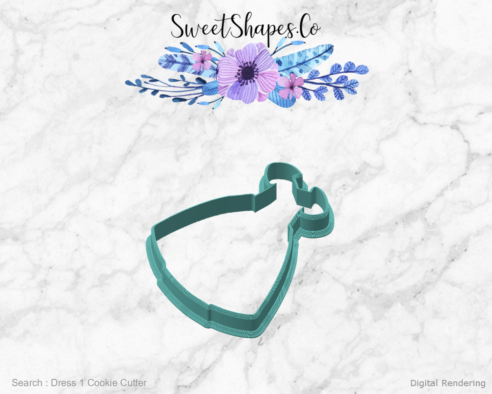 Dress 1 Cookie Cutter — angled front view