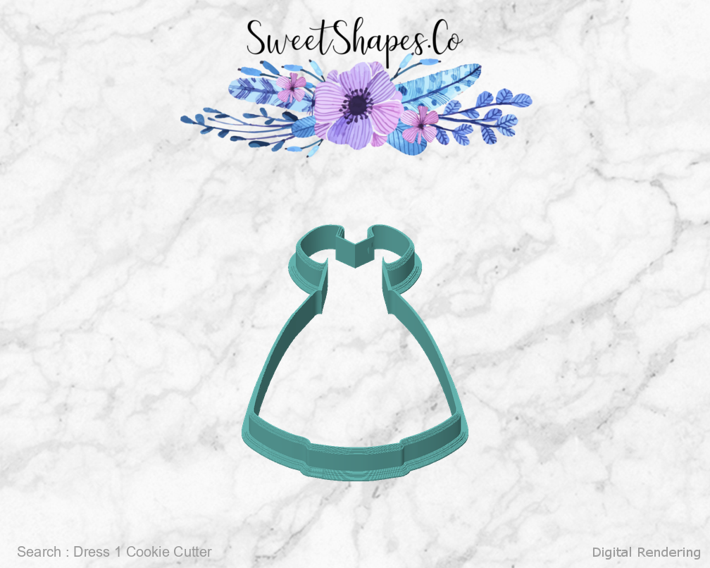 Dress 1 Cookie Cutter — front view
