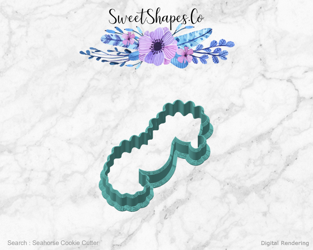 Seahorse Cookie Cutter — angled front view