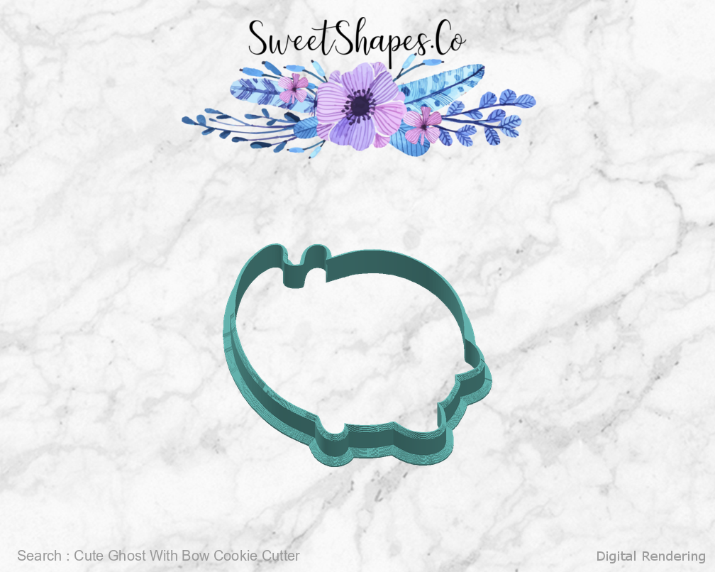 Cute Ghost With Bow Cookie Cutter — right view