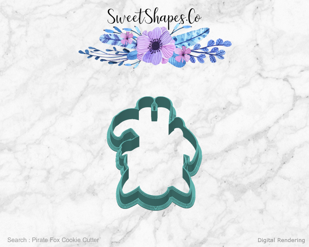 Pirate Fox Cookie Cutter — back view