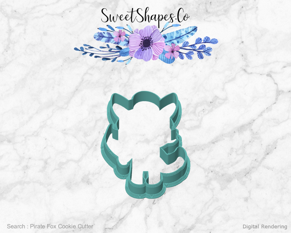 Pirate Fox Cookie Cutter — front view
