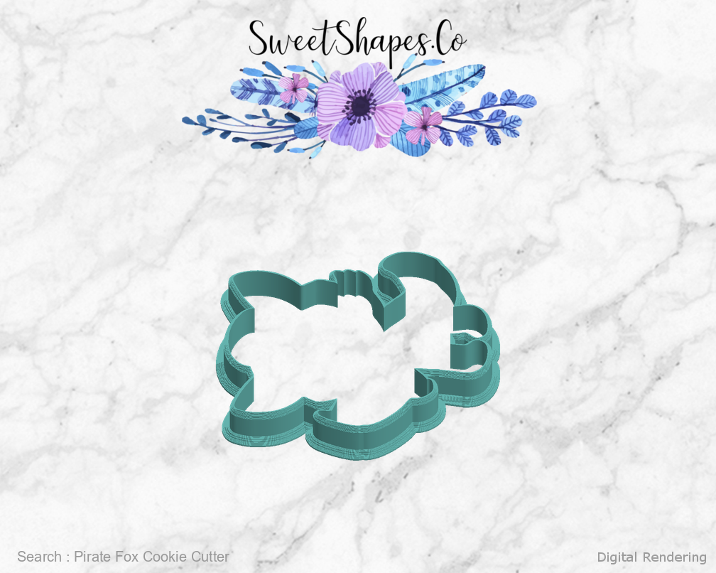 Pirate Fox Cookie Cutter — left view