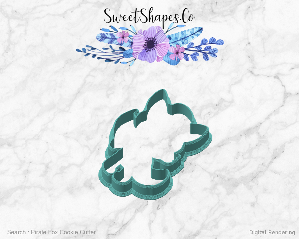 Pirate Fox Cookie Cutter — angled front view
