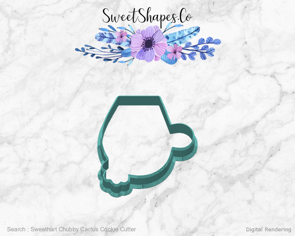 Sweethart Chubby Cactus Cookie Cutter — back view