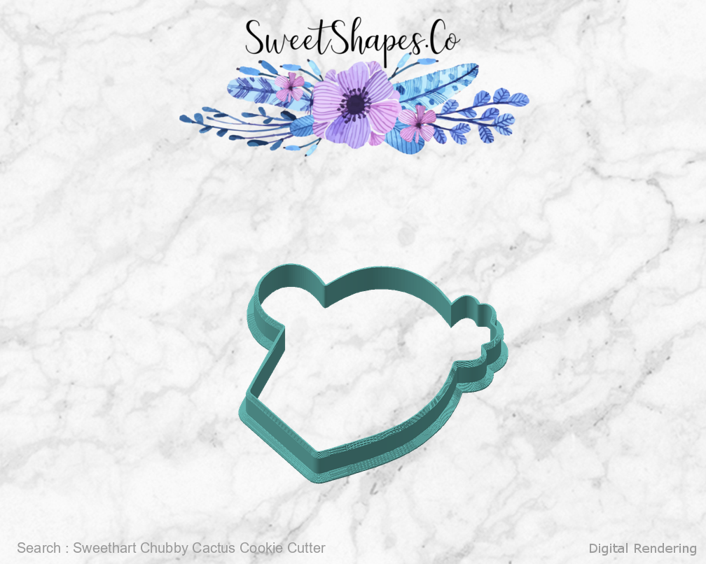 Sweethart Chubby Cactus Cookie Cutter — angled front view