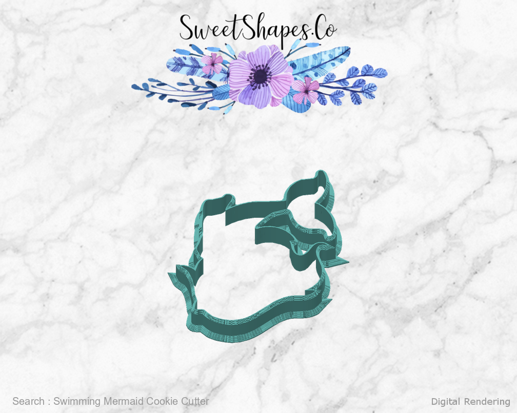 Swimming Mermaid Cookie Cutter — back view