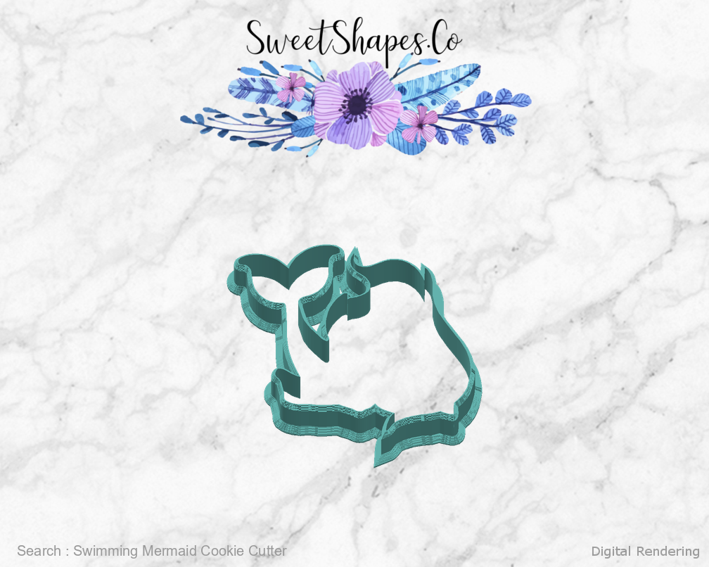 Swimming Mermaid Cookie Cutter — right view