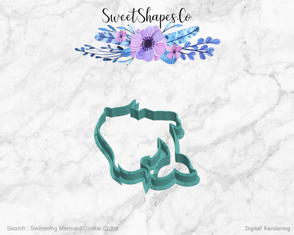 Swimming Mermaid Cookie Cutter — left view