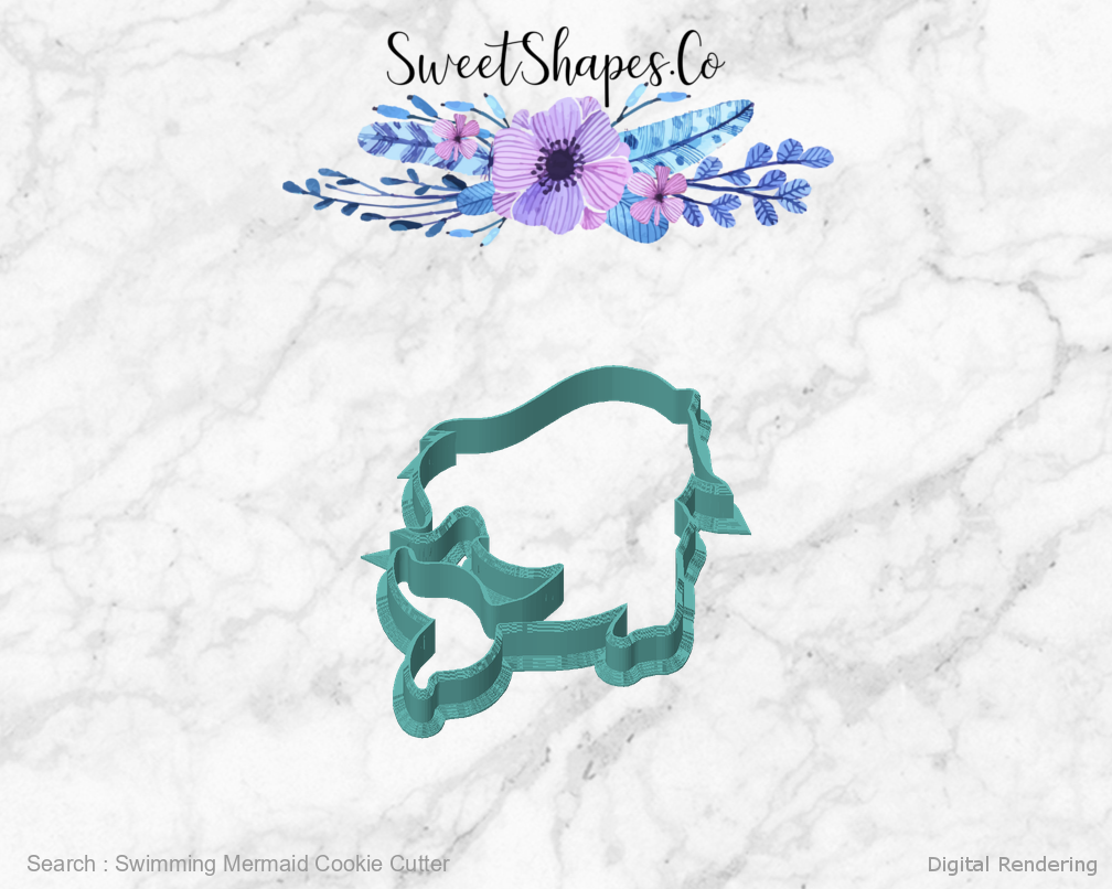 Swimming Mermaid Cookie Cutter — front view