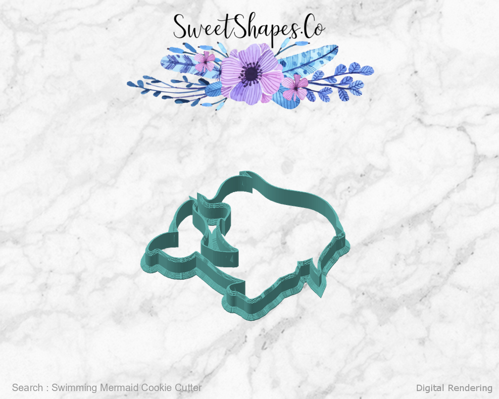 Swimming Mermaid Cookie Cutter — angled front view