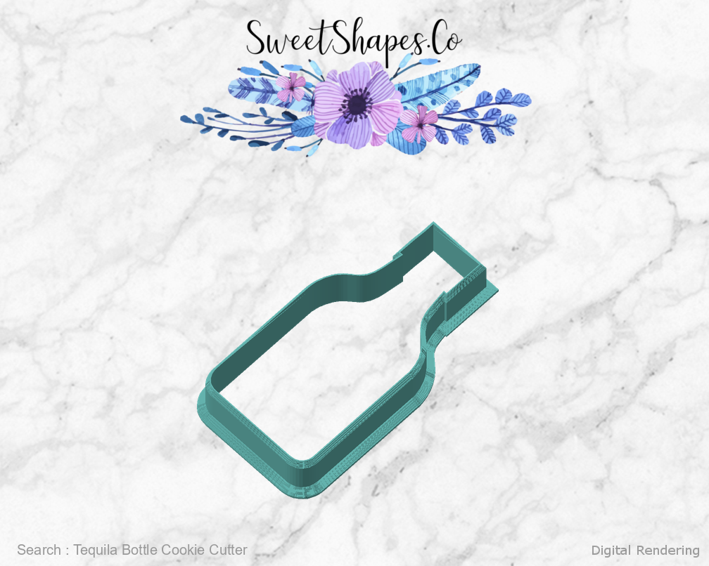 Tequila Bottle Cookie Cutter — angled front view