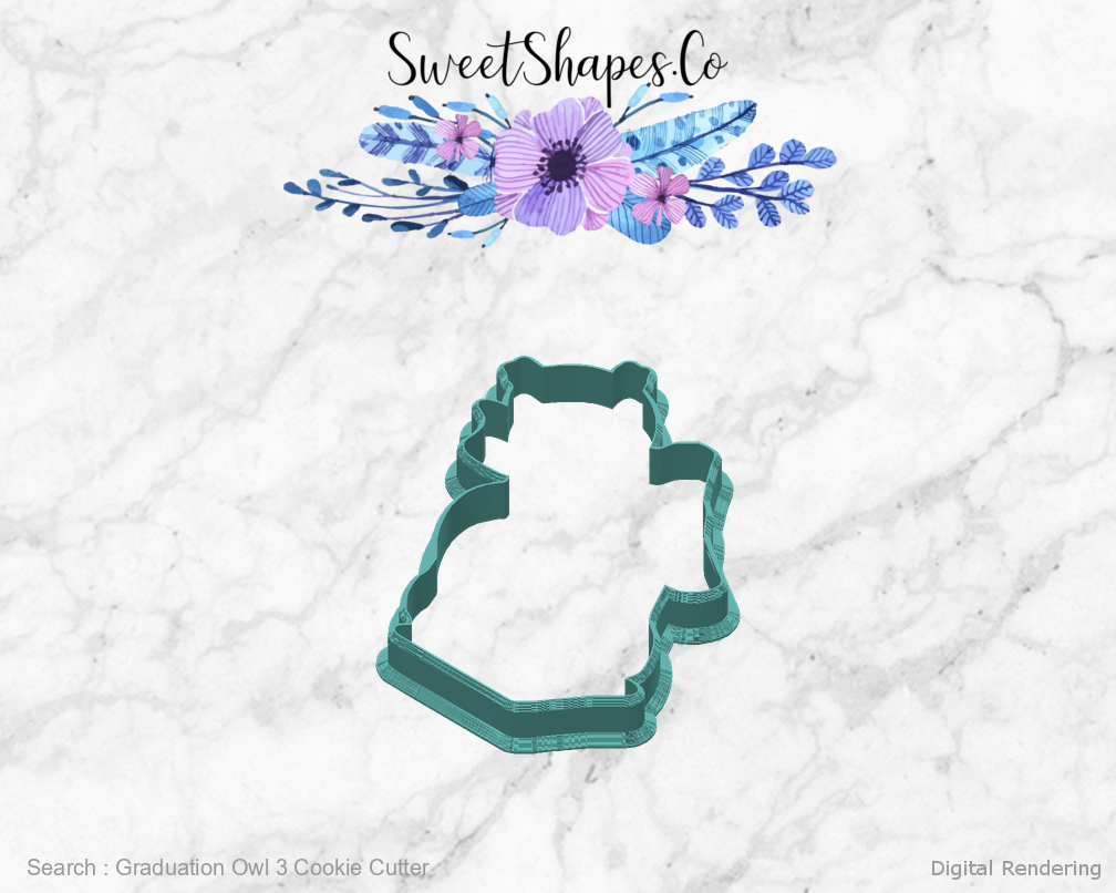 Graduation Owl 3 Cookie Cutter — back view