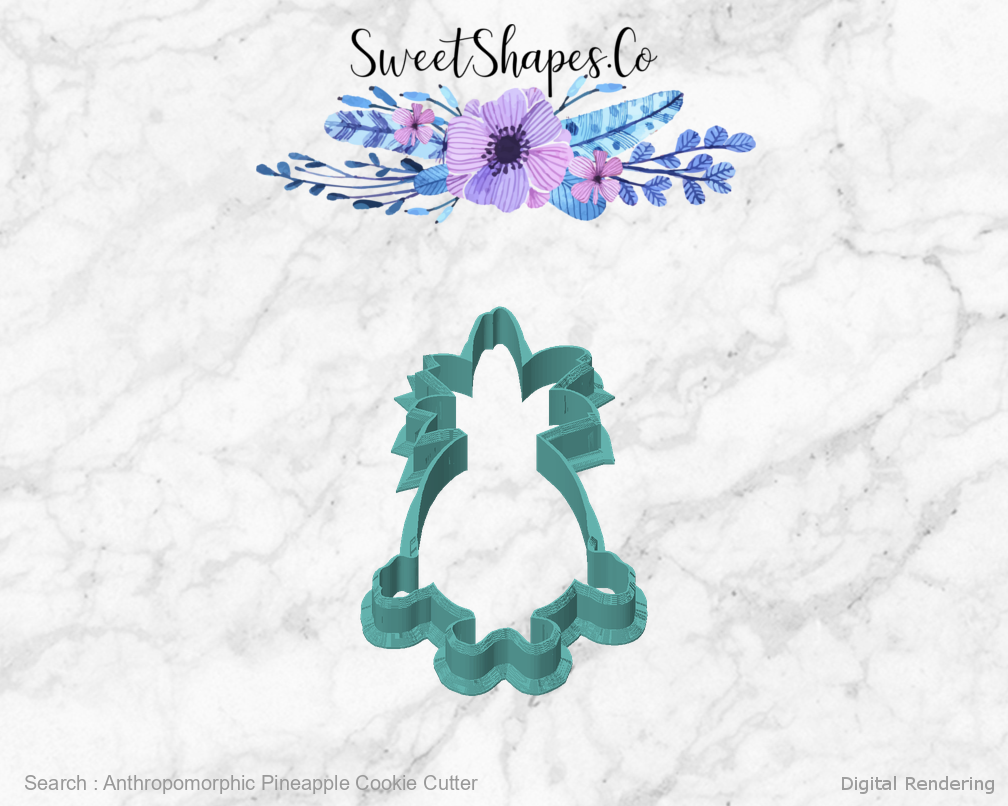 Anthropomorphic Pineapple Cookie Cutter — front view