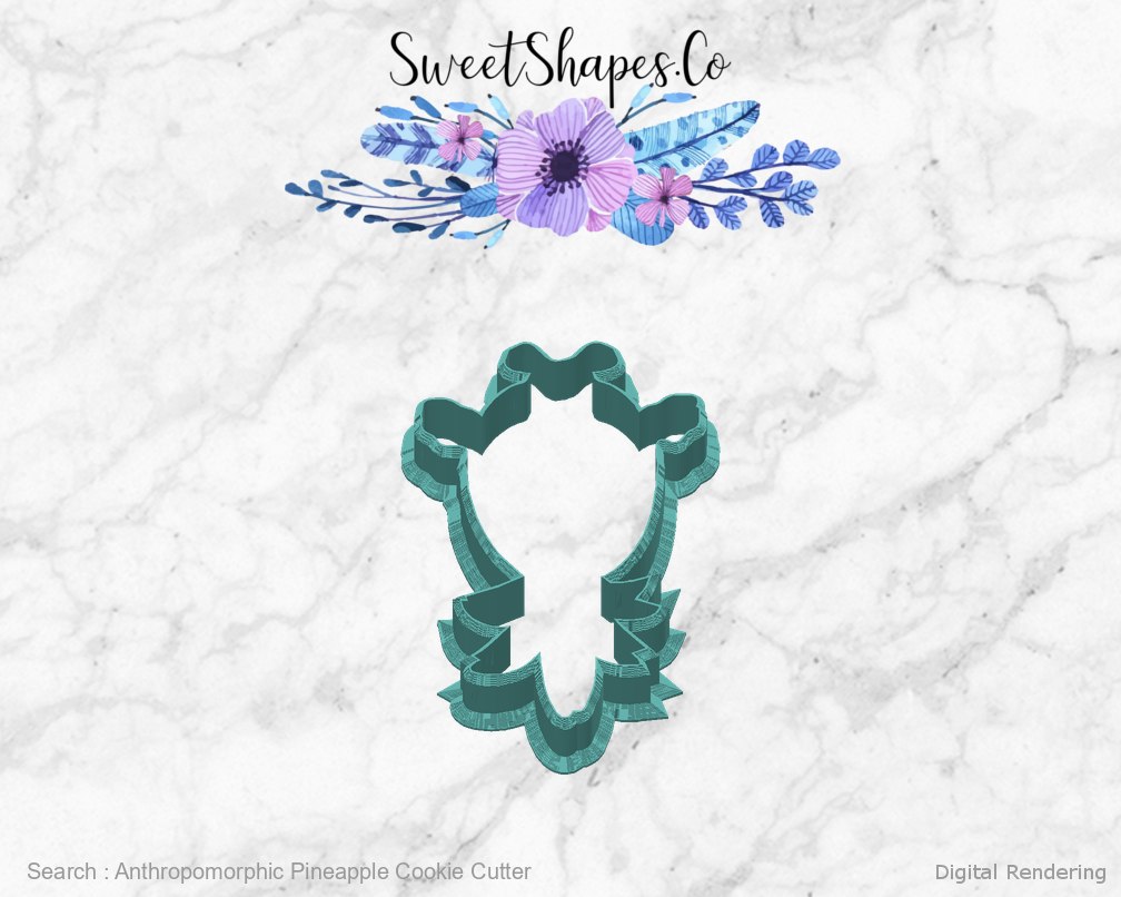 Anthropomorphic Pineapple Cookie Cutter — back view