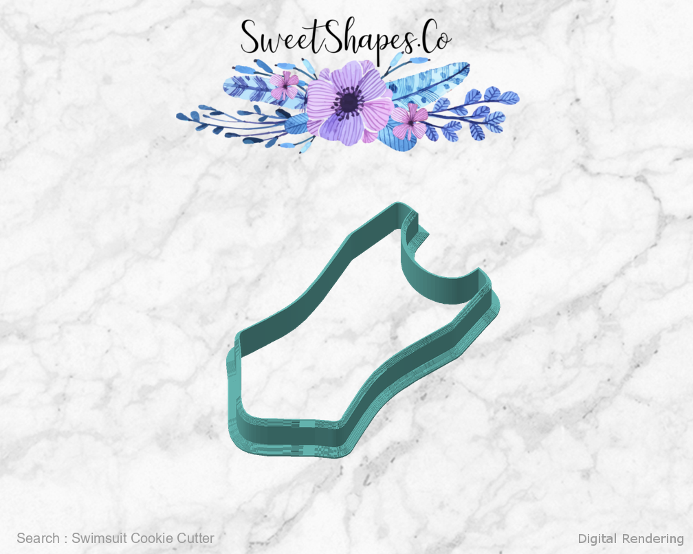 Swimsuit Cookie Cutter — angled front view