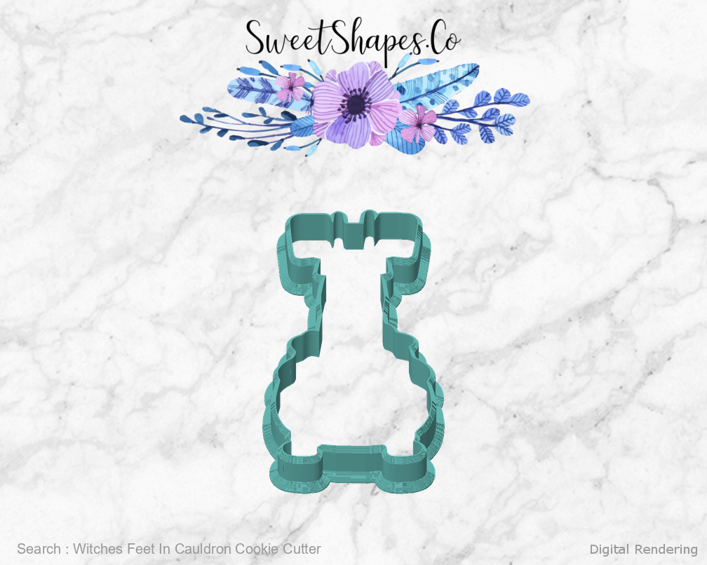 Witches Feet In Cauldron Cookie Cutter — front view