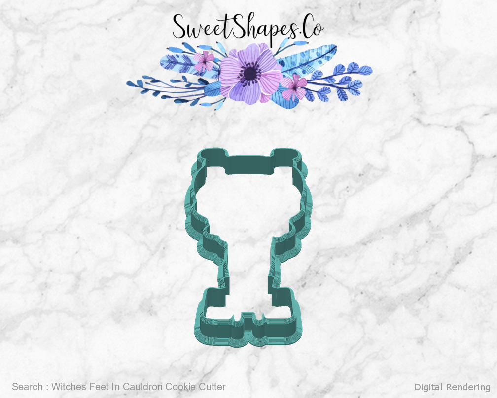 Witches Feet In Cauldron Cookie Cutter — back view