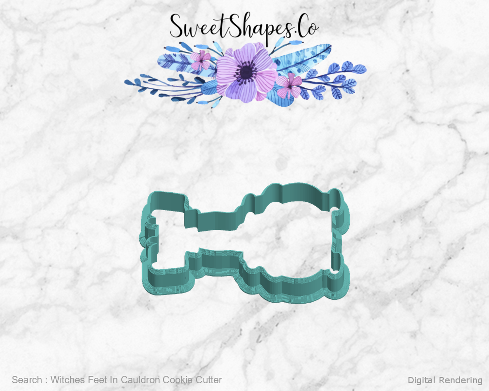 Witches Feet In Cauldron Cookie Cutter — left view