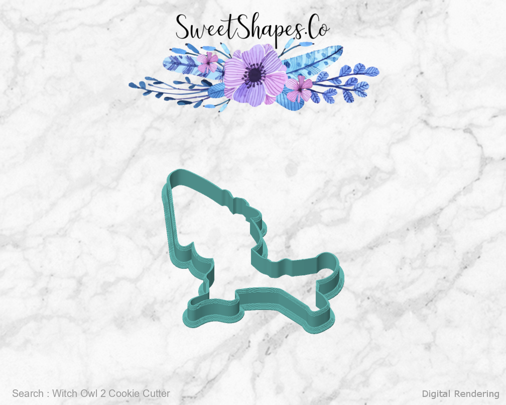 Witch Owl 2 Cookie Cutter — front view