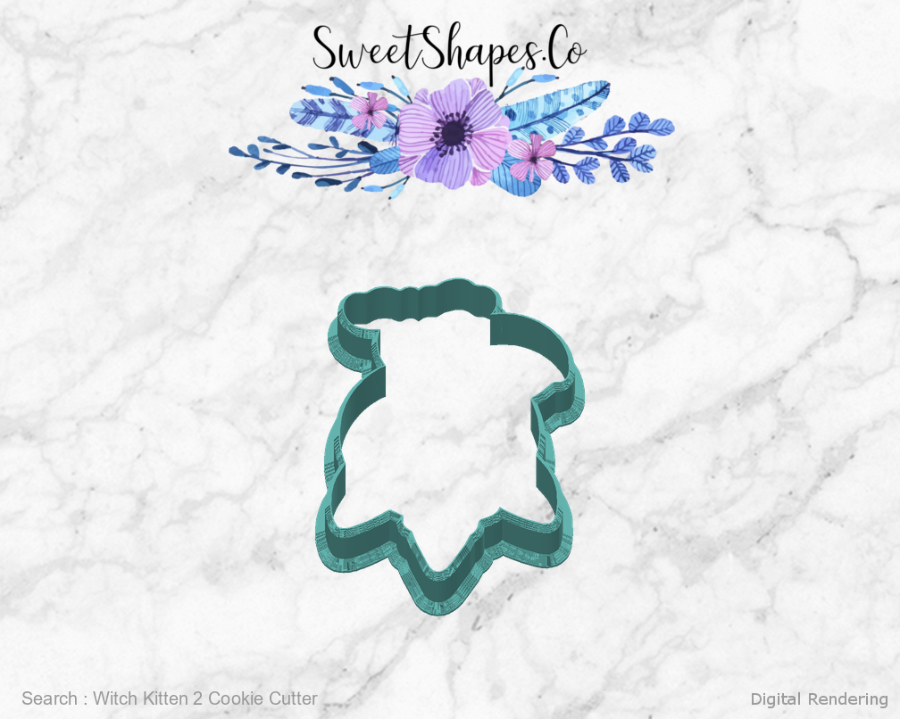 Witch Kitten 2 Cookie Cutter — back view