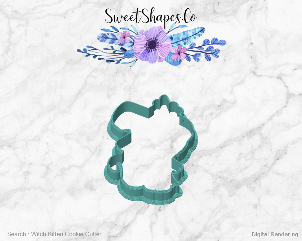 Witch Kitten Cookie Cutter — front view