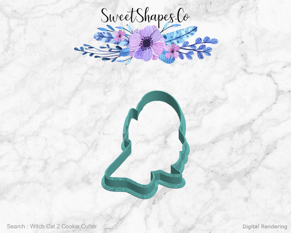 Witch Cat 2 Cookie Cutter — left view