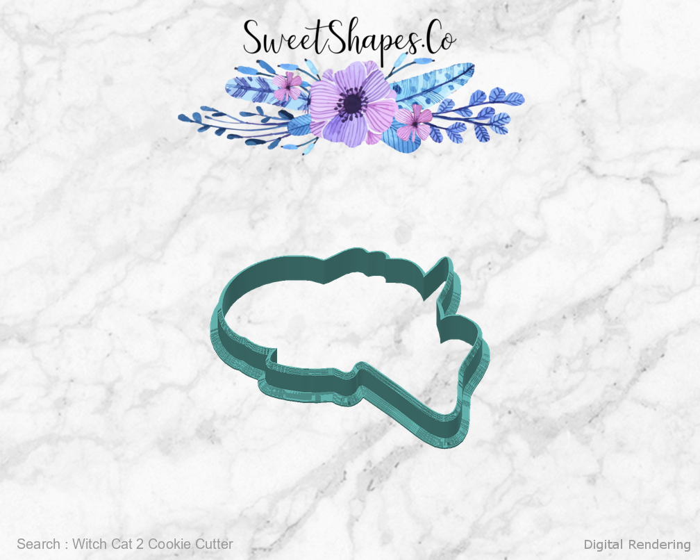 Witch Cat 2 Cookie Cutter — back view