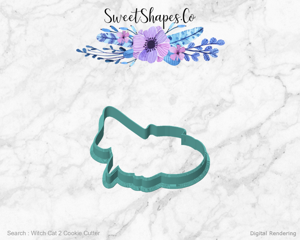 Witch Cat 2 Cookie Cutter — front view