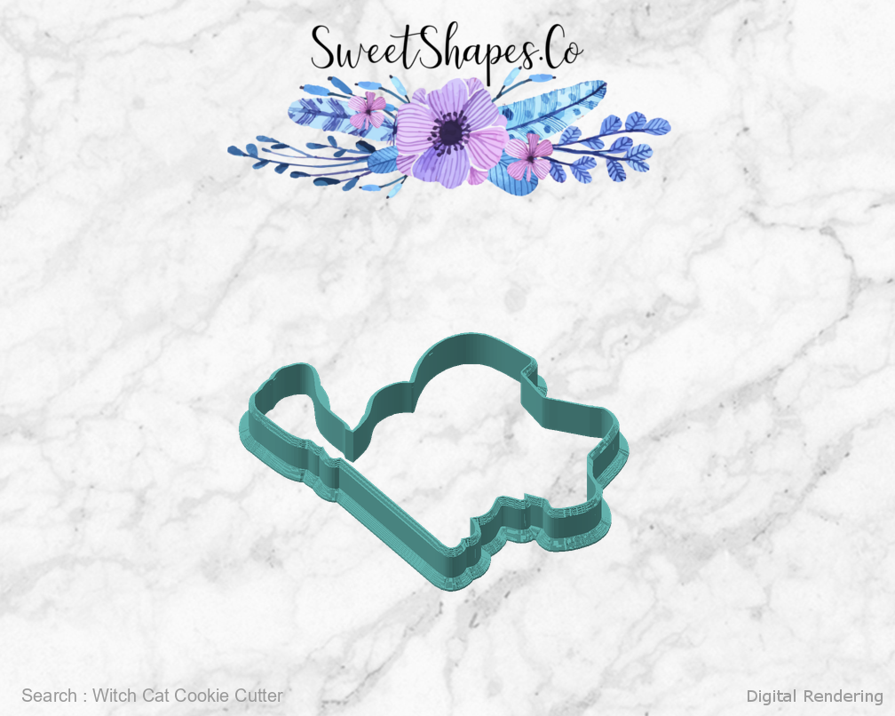 Witch Cat Cookie Cutter — angled front view