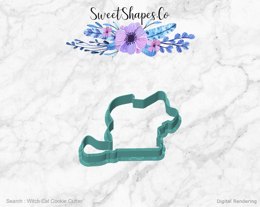 Witch Cat Cookie Cutter — front view