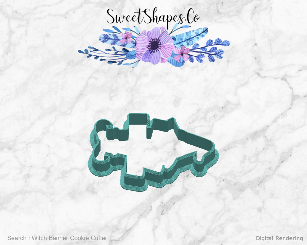 Witch Banner Cookie Cutter — right view