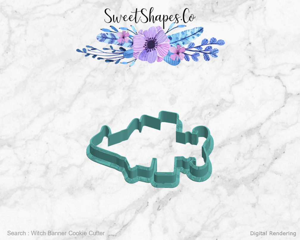 Witch Banner Cookie Cutter — left view