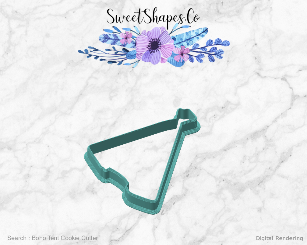 Boho Tent Cookie Cutter — angled front view