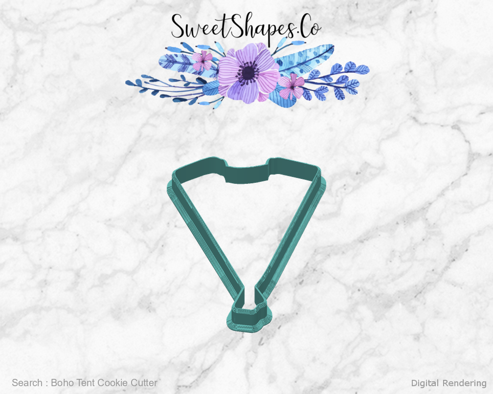 Boho Tent Cookie Cutter — back view