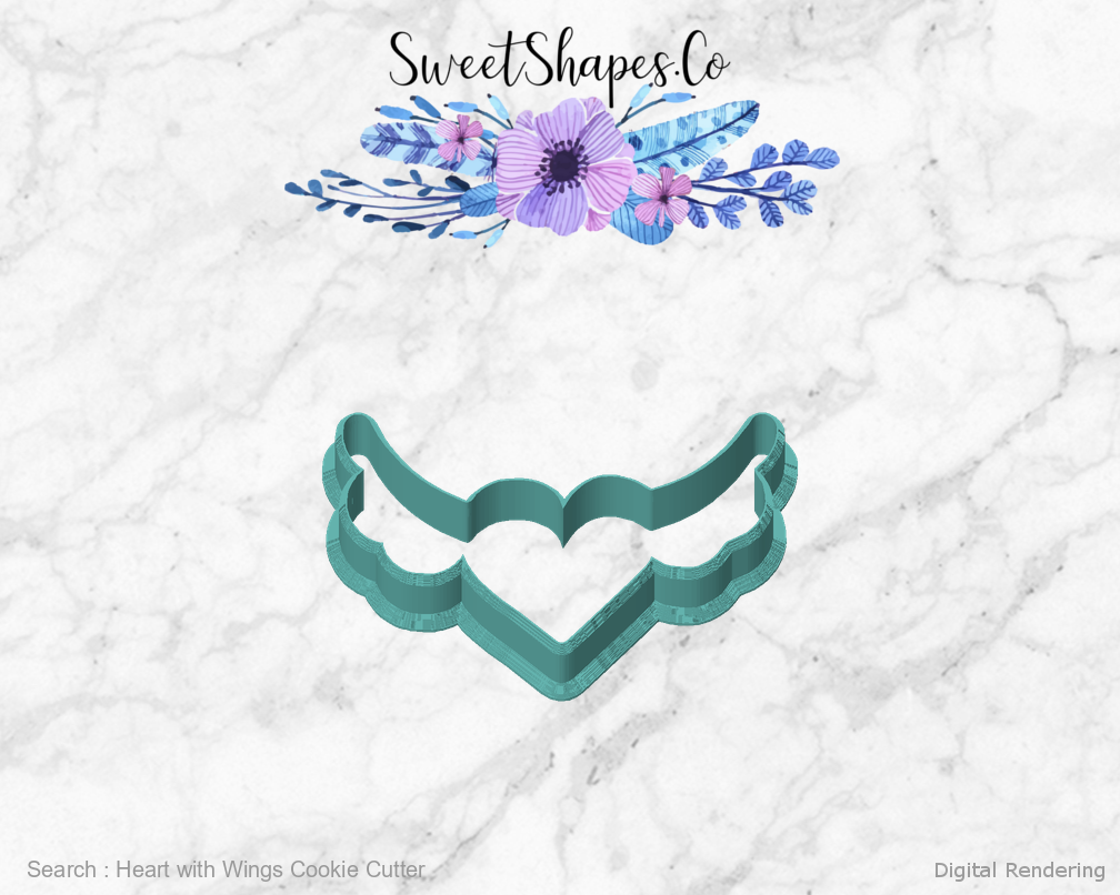 Heart with Wings Cookie Cutter — front view