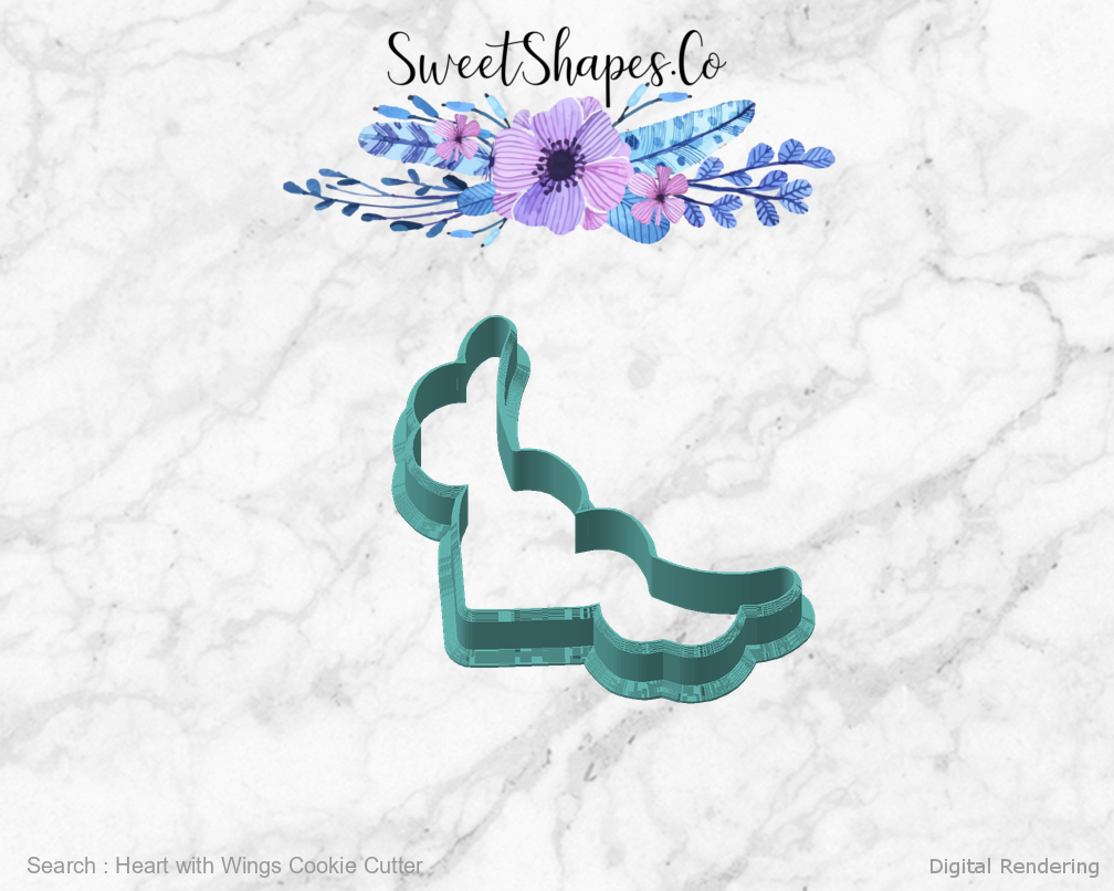 Heart with Wings Cookie Cutter — angled front view