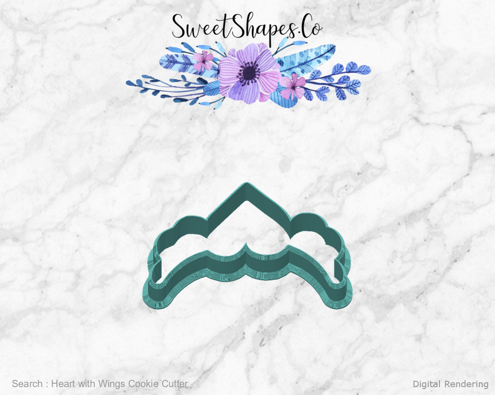Heart with Wings Cookie Cutter — back view