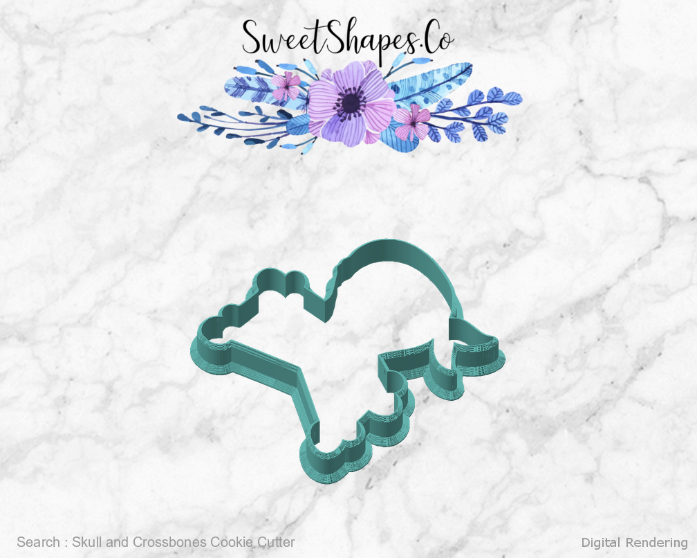 Skull and Crossbones Cookie Cutter — angled front view